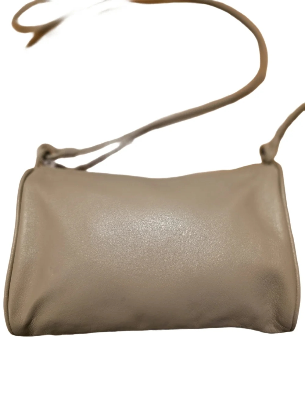 Vintage Minimalist 90s Leather Shoulder Bag -Taupe Beige EUC